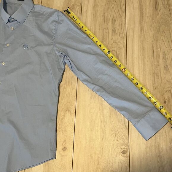 Roberto Cavalli Button Up Shirt Embroidered Long Sleeve Blue Mens Size Med-large - Picture 8 of 16